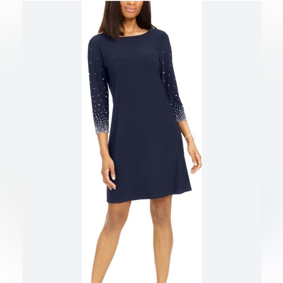 💙💙 Tiana B Gorgeous Blue Beaded Sheath Dress Size S💙💙NWT - Picture 1 of 16